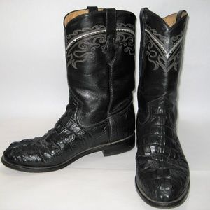 Pistolero All Leather Black Cowboy Boots Mens 9.5